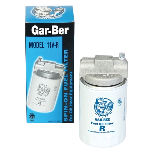 Gar-Ber Spin-On Fuel Filter, 3/8 in Connection, NPT, 45 gph, 10 um Filter, Aluminum Head