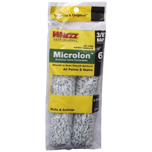 Whizz 78016 Mini Roller Cover, 3/8 in Thick Nap, 6 in L, Microlon Cover - pack of 2
