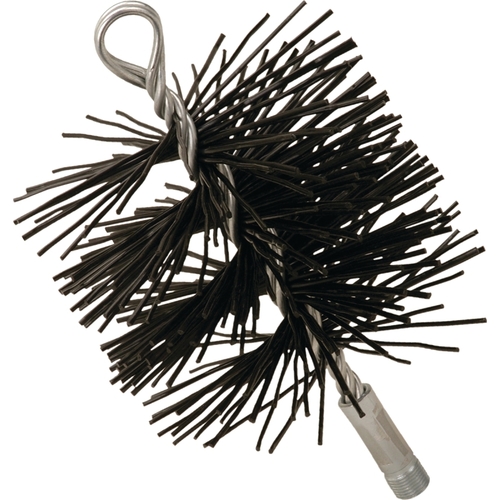 Round Chimney Brush, 5 in Dia Brush, Polypropylene Fiber Trim Black