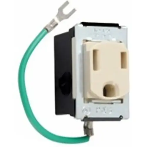 Single Receptacle, 125 V, 15 A, NEMA: NEMA WD-1, WD-6, Ivory