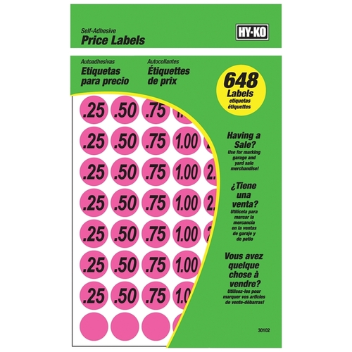 Price Label, Black Legend, Pink Background - pack of 10