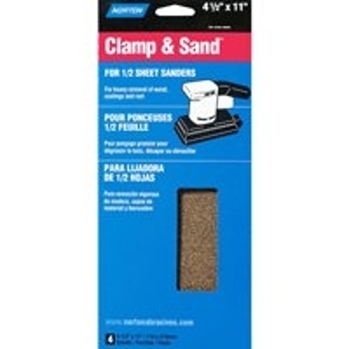 Norton 48355 Multi-Stand Sheet, 4-1/2 in W, 11 in L, 60 Grit, Coarse, Aluminum Oxide Abrasive, Paper Backing - pack of 4