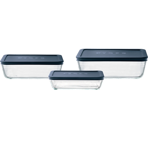 Pyrex 6004023 CONTAINER STORAGE SET RECT GLS - pack of 6