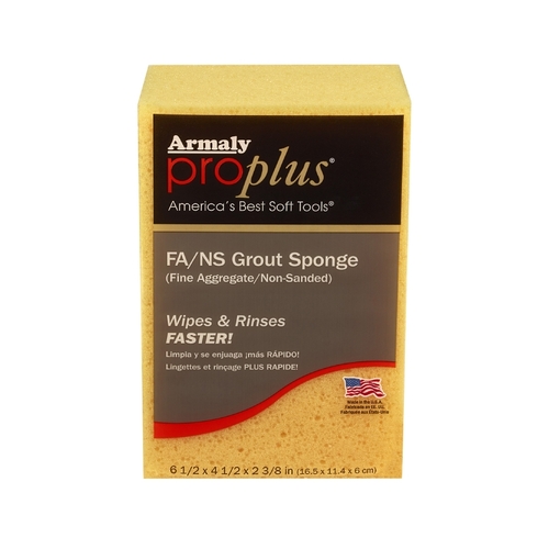 FA/NS Grout Sponge, 6-1/2 in L, 4-1/2 in W, 2-3/8 in Thick, Polyester, Yellow