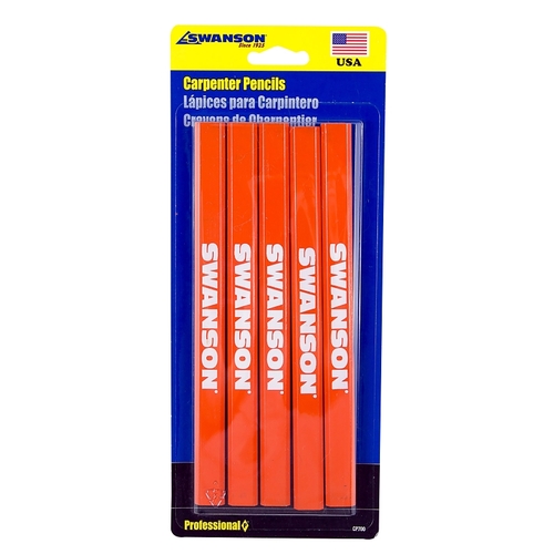 Swanson CP700 Carpenter Pencil, 7 in L, Orange Barrel