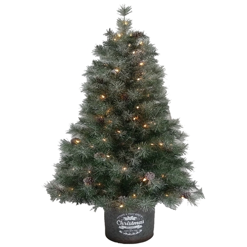 Frosted Tree, 5 ft H, Blue Alps Family, LE 2 Fusible, Mini Light Bulb, Clear Light