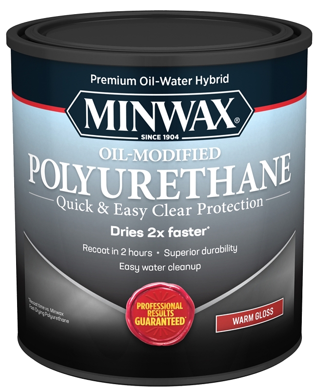 Minwax 63015 0444 Polyurethane, Gloss, Liquid, Clear, 1 qt, Can