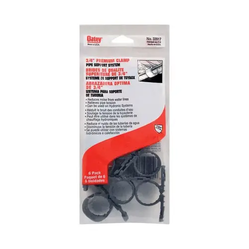 Standard Pipe Hanger Clamps, Plastic, 3/4 In   pack of 6 Gray