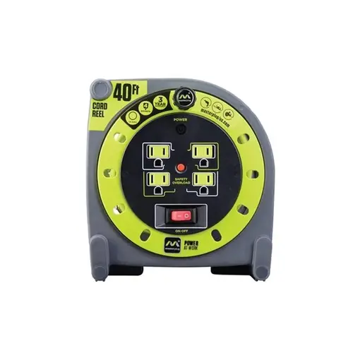 Masterplug HMA401214G4SL-U Cord Reel 40 ft. L PVC Multicolored