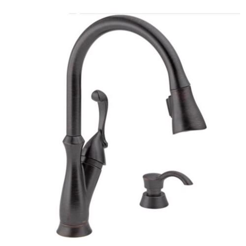 Pull-Down Kitchen Faucet Arabella One Handle Bronze Side Sprayer Included Bronze