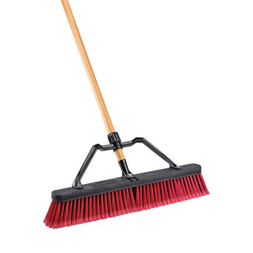 24 in. Multi-Surface Industrial Push Broom with Brace and Handle - pack of 4