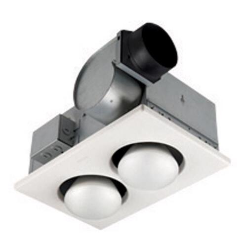 Broan 164 Bathroom Ventilation Fan/Heat Combination with Lights 70 CFM 3.5 Sones White