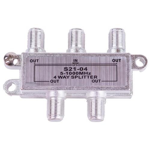 4 Way Coax Splitter Just Hook It Up 75 ohm 1000 MHz Silver