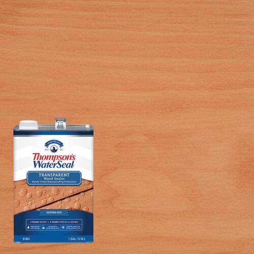 Thompson's Waterseal TH.091401-16 Waterproofing Wood Stain and Sealer Wood Sealer Transparent Sedona Red 1 gal Sedona Red