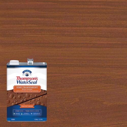 Thompson's Waterseal TH.092301-16 Wood Sealer, Semi-Transparent, Liquid, Chestnut Brown, 1 gal
