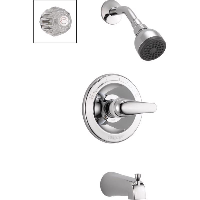 Peerless P188720 Tub and Shower Faucet, Brass, Chrome Plated