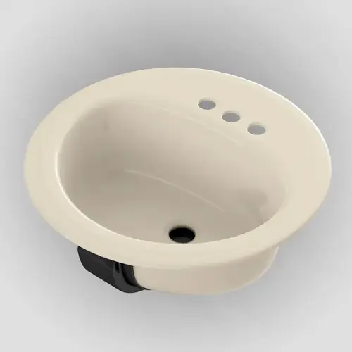 Laurel Series Lavatory Sink, Round Basin, 3-Deck Hole, 19 in OAW, 19 in OAH, 7-13/16 in OAD, Steel Bone