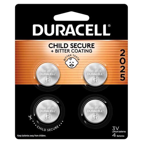 DURACELL DL2025B4PK Electronic/Watch Battery Lithium Coin 2025 3 V