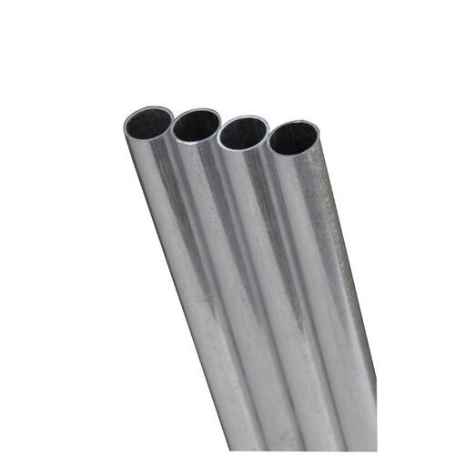 Decorative Metal Tube, Round, 12 in L, 1/4 in Dia, 22 ga Wall, Stainless Steel, Polished