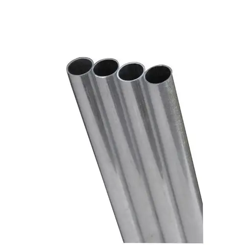 Decorative Metal Tube, Round, 12 in L, 1/4 in Dia, 22 ga Wall, Stainless Steel, Polished Natural