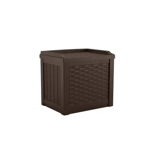 Deck Box with Seat 22" W X 17" D Brown Plastic 22 gal Brown