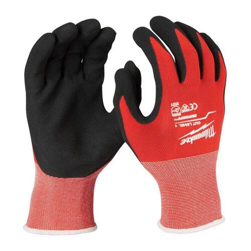 Cut Resistant Gloves Cut Level 1"door/Outdoor Nitrile Dipped Red L Red
