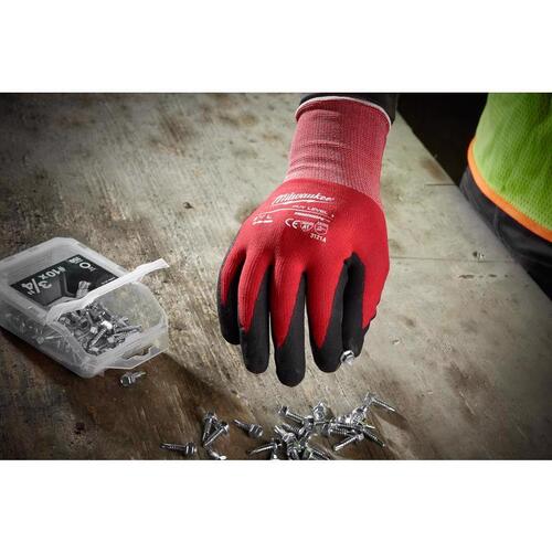 Milwaukee 48-22-8902 Cut Resistant Gloves Cut Level 1"door/Outdoor Nitrile Dipped Red L Red
