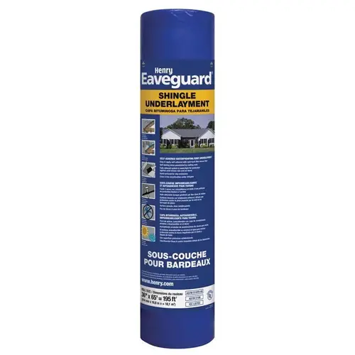 Eaveguard HE740916 Roofing Underlayment, 65 ft L, 3 ft W, Asphalt Blue