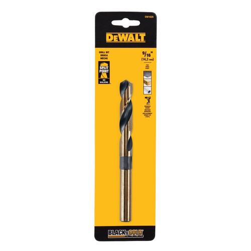 Drill Bit, 9/16 in Dia, 6 in OAL, Parabolic Flute, 2-Flute, 3/8 in Dia Shank, Reduced Shank Black Oxide