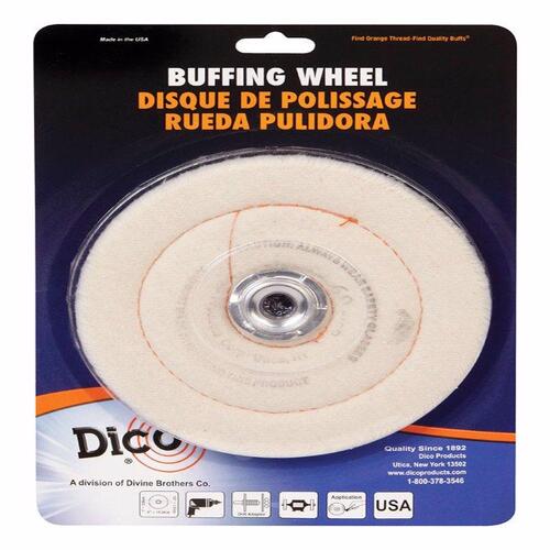 Dico 527-60-6 Buffing Wheel, 6 in Dia, 1/2 in Thick, Flannel Cotton