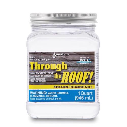 Through the Roof 14003 Cement and Patching Sealant, Clear, Liquid, 1 qt Container
