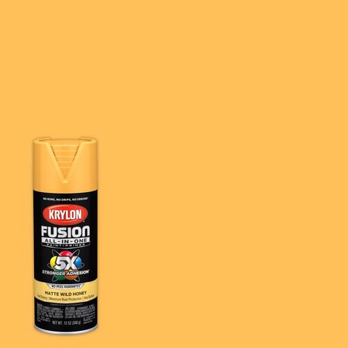 KRYLON K02765007 Paint + Primer Spray Paint Fusion All-In-One Matte Wild Honey 12 oz Wild Honey