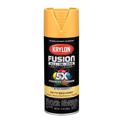 KRYLON K02765007 Paint + Primer Spray Paint Fusion All-In-One Matte Wild Honey 12 oz Wild Honey