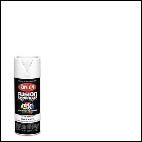 Fusion Primer and Spray Paint, Matte, White, 12 oz, Aerosol Can