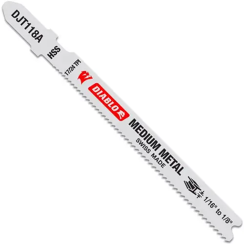 Jig Saw Blade, 3-5/8 in L, 17/24 TPI, HSS Cutting Edge - pack of 5