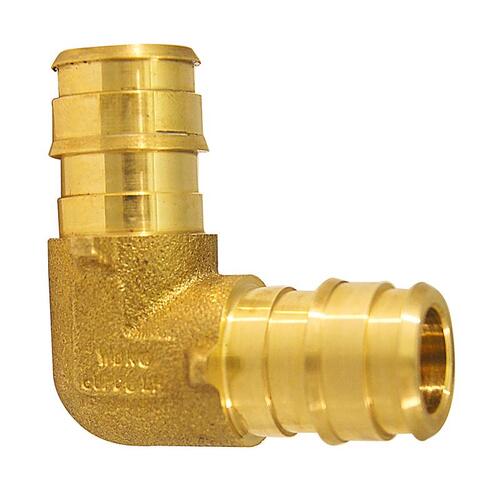 ExpansionPEX Series Pipe Elbow, 1/2 in, Barb, 90 deg Angle, Brass, 200 psi Pressure
