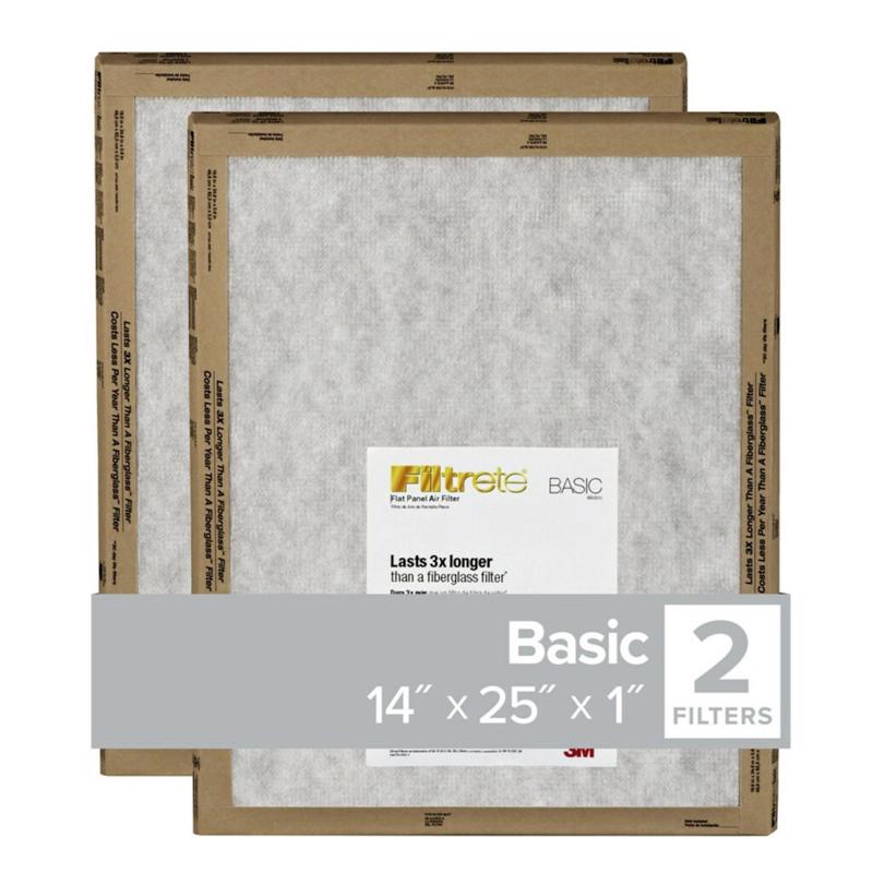 Filtrete FPL04-2PK-24 Flat Panel Air Filter, 25 in L, 14 in W, 2 MERV, For: Air Conditioner, Furnace and HVAC System - pack of 2