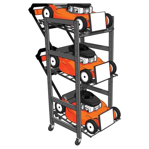 Display Rack 61" H X 26" W X 36" L Black Mower 3 Tier Metal Black