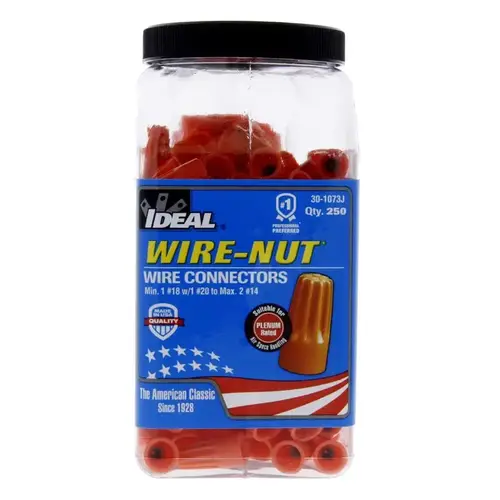 Ideal 30-1073J Wire Connectors Wire-Nut 14 AWG Orange Orange