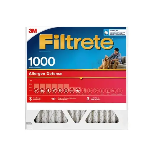 Air Filter, 14 in L, 14 in W, 11 MERV, 1000 MPR, Polypropylene Frame