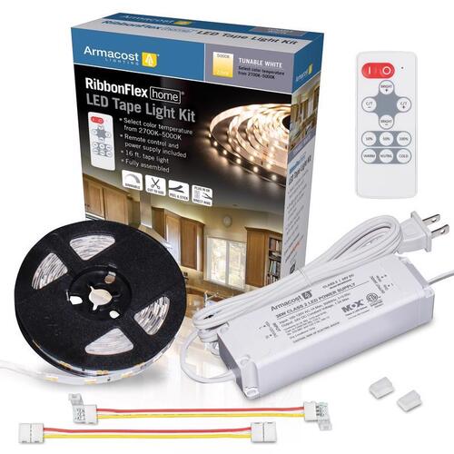 Armacost Lighting 421501 Strip Tape Light Kit RibbonFlex home 16 ft. L White Plug-In LED White