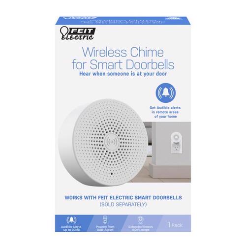 Door Chime Bell White Plastic Wireless Smart-Enabled White