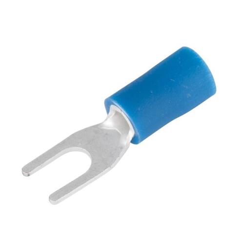 Spade Terminal, 600 V, 16 to 14 AWG Wire, #4 to 6 Stud, Vinyl Insulation, Blue - pack of 20