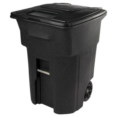 Garbage Can 48 gal Black Polyethylene Wheeled Lid Included Black
