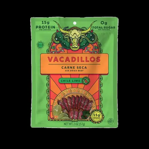 Vacadillos 65660 Beef Strips Carne Seca Chile Lime 2 oz Bagged