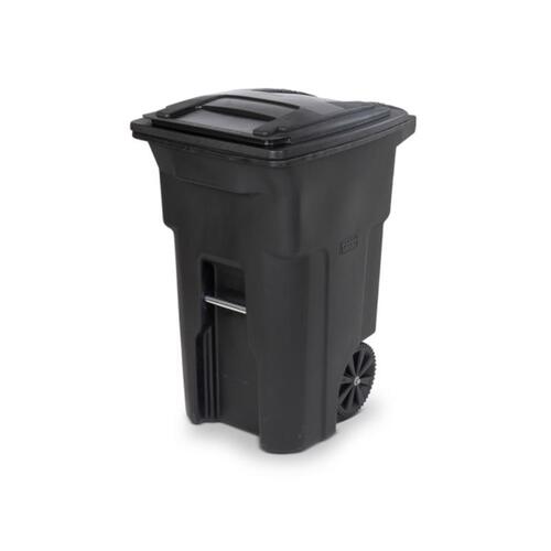 Garbage Can 64 gal Black Polyethylene Wheeled Lid Included Black