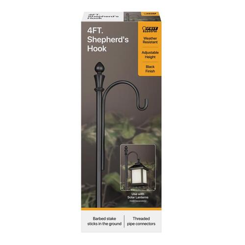 Shepherd's Hook SOLAR FIXTURES Black Metal 48" H Black