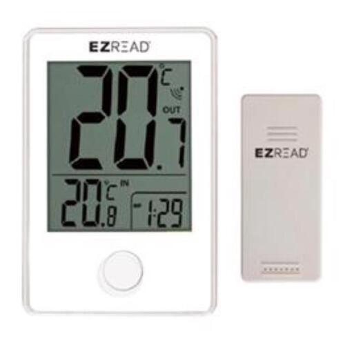 Clock/Thermometer EZRead Polyresin White White