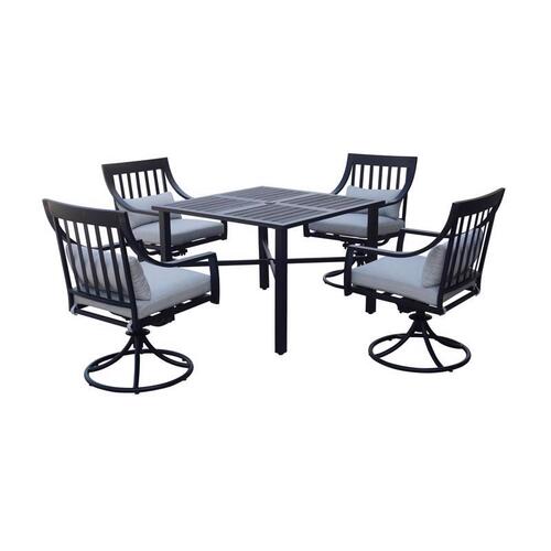 Dining Set Oceanside 5 pc Black Steel Gray