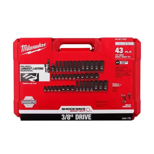 Impact Socket Set Shockwave 3/8" drive Metric/SAE 6 Point Standard/Deep
